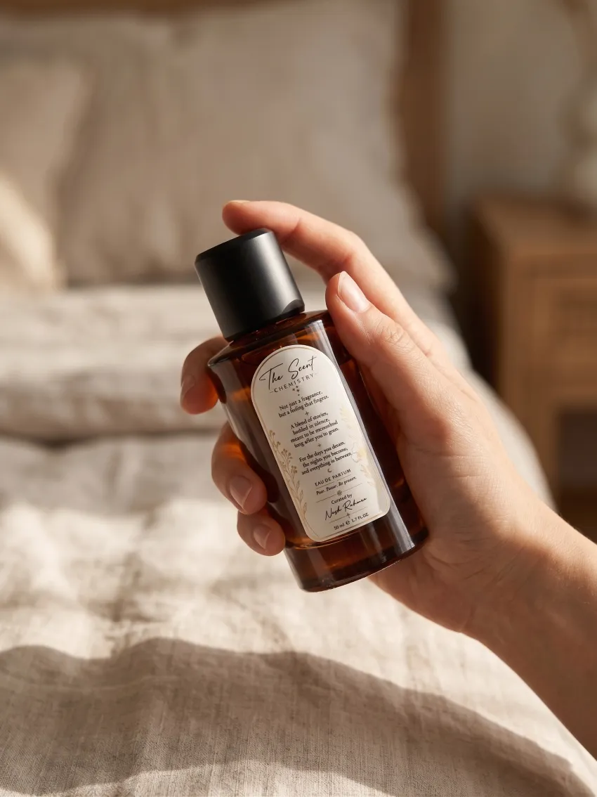 Hand holding The Scent Chemistry perfume